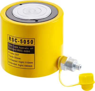 Image de VEVOR Cric hydraulique à piston de 50 t Course de 50 mm Vérin hydraulique à piston entièrement métallique Course rapide pour l'industrie, les ateliers de réparation de véhicules et la carrosserie Jaune, Crics hydrauliques