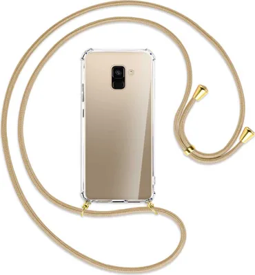 Produktbild von Handykette Backcover-Schutzhülle mit Band (Metall goldfarben) für Samsung Galaxy A8 2018 - caramel