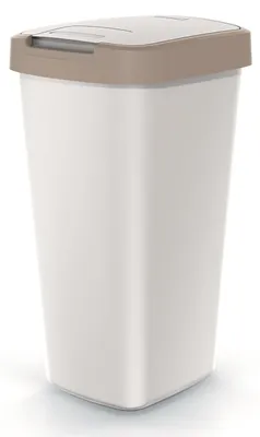 Produktbild von Compacta Q Mülleimer 25L, Aschgrau mit Braun Abfalleimer, Schwingdeckel Biomülleimer, Papierkorb, Mülltonne für Küche, Bad, Büro & Abfalltrennung