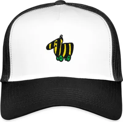 Produktbild von Spreadshirt Janosch Tigerente Stick Trucker Cap, One size, Weiß/Schwarz