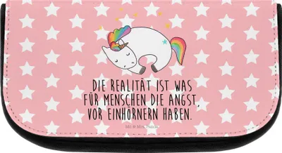 Produktbild von Mr. & Mrs. Panda Kulturtasche Einhorn Nacht - Rot Pastell - Geschenk, schmink organizer, Necessaire, Unicorn, Kosmetiktasche, Traum, Kulturbeutel, kosmetiktäschchen