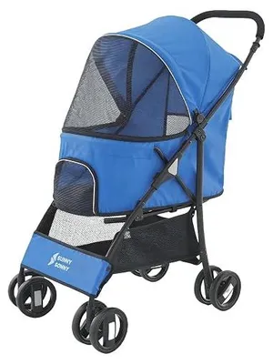 Imagen del producto de Carrito para mascotas y niños, plegable, color azul