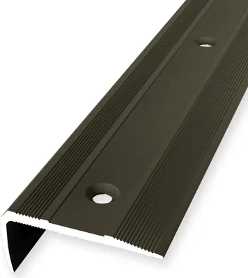 Produktbild von Treppenkantenprofil 16 x 38 x 2500 mm Winkelprofil Einfasshöhe 0 - 14 mm Aluminium Geriffelt Versenkt Gebohrt Bronze Küberit