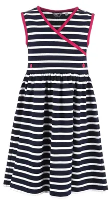 Produktbild von modAS Bretonisches Mädchenkleid Maritim - Streifenkleid Ringelkleid Kleid für Mädchen mit Streifen aus Baumwolle Größe 98 bis 104 in Blau/Weiß
