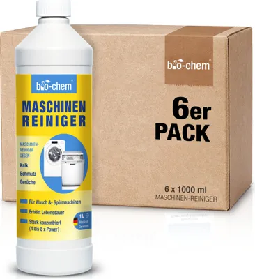 Produktbild von bio-chem Maschinenreiniger 6x 1000 ML für Waschmaschine und Geschirrspüler I Geruchsneutral & schonend I Flüssiger Intensiv-Reiniger für das Innere von Spülmaschinen und Waschmaschinen I DE