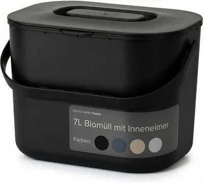 Zdjęcie produktu dla Czarny pojemnik na odpady kuchenne 7L, kompostownik, pojemnik na resztki jedzenia bezwonne, odporny na zmywarki, ekologiczny, wytrzymały