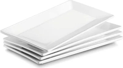 Produktbild von Famanu Servierbord Porzellan, 24,6 x 13,7 cm - 4 Stück, rechteckig, weiß
