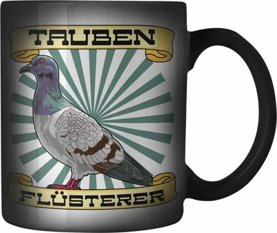 Produktbild von Trendation - Tauben Geschenkidee Taubenflüsterer Farbwechsel Zauber-Tasse mit Spruch für Taubenbesitzer Geschenk Taubenzüchter (Schwarz)