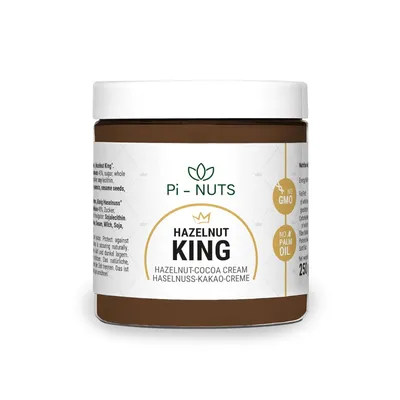 Produktbild von Pi-nuts Haselnusscreme mit Kakao bis zu 45% Haselnuss - Nussbutter Brotaufstrich Süß - Süßigkeiten - Haselnusspaste für Eis, zum Backen 250g