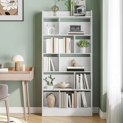 Image de Étagère de rangement, 6 compartiments, format vertical, dimensions 24 x 80 x 170 cm, couleur blanche