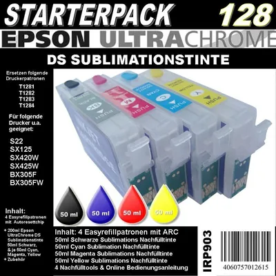 Produktbild von IRP903 für T1281 - T1284 Starterpack mit 4 Patronen + 200ml UltraChrome DS Sublimationstinte