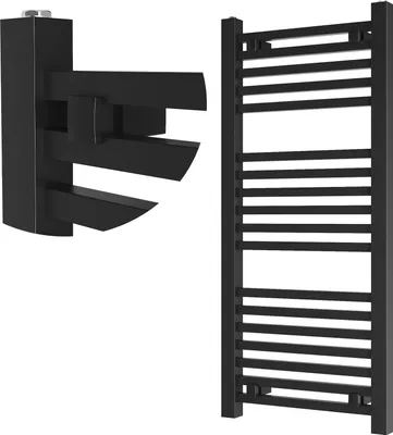 Obrázok produktu pre Granitan | Kúpeľňový radiátor Bergen - 100x45 cm - čierny - moderný dizajn - praktický a elegantný