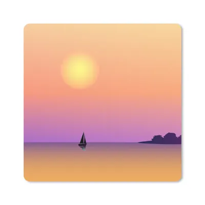 Produktbild von MuchoWow® Mauspad Mousepad Segelboot - Meer - Nacht - Pastell 30x30 cm - Mousepads - Maus Mat - Pad - Mausunterlage - Gaming