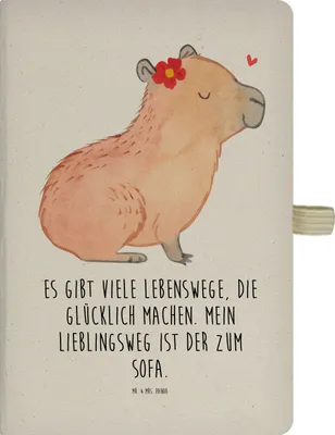 Produktbild von Mr. & Mrs. Panda Journal Capybara Blume - Transparent - Geschenk, Tagebuch, Notizbuch A5, Lustige Sprüche, Adressbuch, Kladde