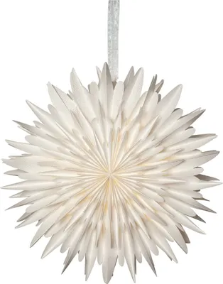Produktbild von Großer weißer Papierstern ,Winter', 3-lagig, dekorative Falz, Ø 60cm