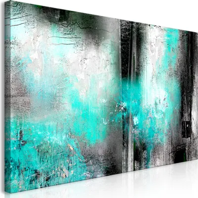 Produktbild von Wandbild Mega XXXL Abstrakt 250x125 cm Einteiliger XXL-Format Kunstdruck zur Selbstmontage Leinwandbilder moderne Bilder DIY Wanddekoration Wohnung Deko grau türkis a-A-0429-ak-e