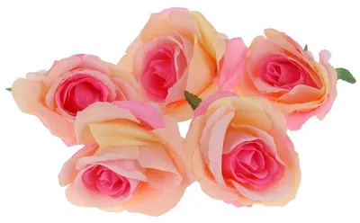 Image de Rosenkopf, fleurs artificielles pour arrangements et décoration, lot de 5 pièces - orange-rose
