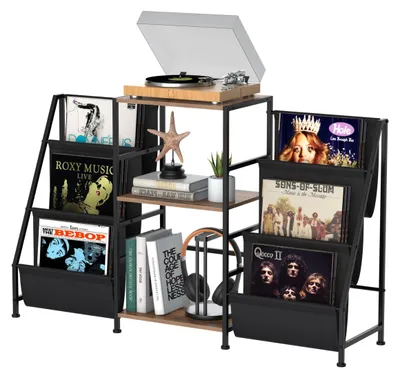 Vinyl-Plattenständer aus Metall, 3 Ebenen, bis zu 200 Alben
