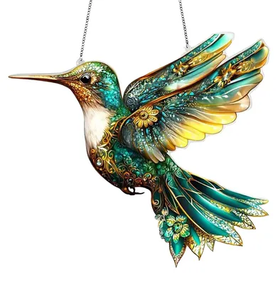 Produktbild von Vogel-Sonnenfänger aus Buntglas, Kolibri-Fensterdekoration zum Aufhängen, für Zuhause, Garten oder als Geschenk für Vogelliebhaber
