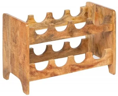 Obrázek produktu pro Casa Padrino stojan na víno ve venkovském stylu přírodní barvy 54 x 26 x v. 36 cm - Ručně vyráběný držák na láhve vína z masivního dřeva - Stojící police - Nástěnná police - Nábytek ve venkovském stylu