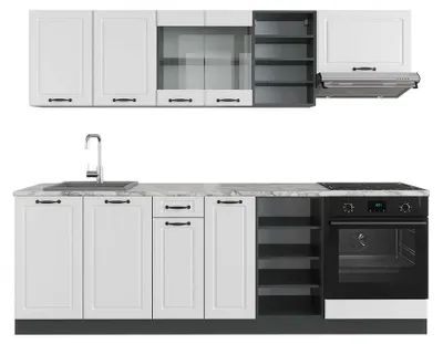 Produktbild von Küchenzeile Vicco R-Line Weiß Landhaus/Anthrazit 240 cm , AP Marmor, Model 43273