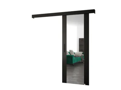 Obrázek produktu pro MOB, Posuvné dveře - 90 cm - Sharlene II (černý mat + černý mat + černá) (se zrcadlem)