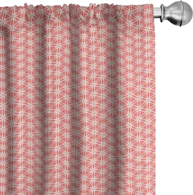 Image de ABAKUHAUS Rideaux corail, voilages, motif floral damassé crocheté simple et tendance, 2 pièces 75 x 175 cm, corail blanc
