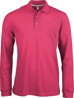 Produktbild von Kariban Herren Polo-Shirt Langarmshirt Poloshirt Langarm Polohemd, Größe:3XL, Farbe:Fuchsia