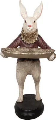 Produktbild von Clayre & Eef Dekorationsfigur Kaninchen 50x63x107 cm Beige Rot Kunststoff
