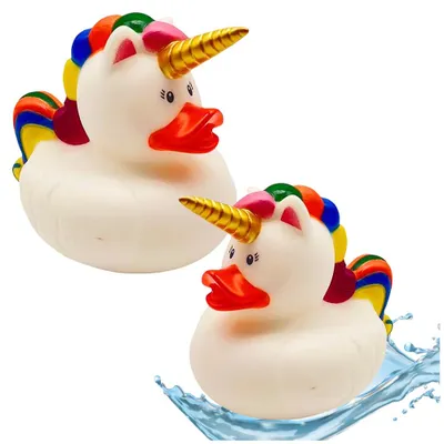 Produktbild von Duckie Einhorn Badespielzeug Regenbogen Mähne Schwanz Weiß