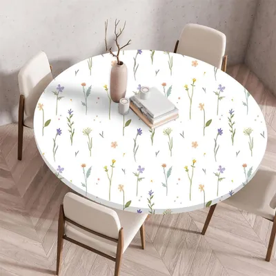 Immagine prodotto di Tovaglia rotonda, lavabile, diametro 60 cm, con elastico, effetto lotus, motivo floreale