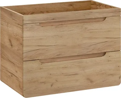 A wooden cabinet with two drawers.
