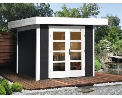 Produktbild von Gartenhaus weka Designhaus 126+ Gr. 1 hohes Durchgangsmaß 195 cm, mit Fußboden 356 x 284 cm anthrazit