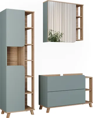 Immagine prodotto di Set di mobili da bagno Vicco Karen Sonoma/blu 3 parti, Model 55437