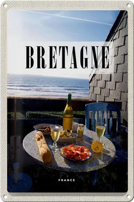 Produktbild von Blechschild Reise 20x30cm Bretagne Drance Urlaub Frühstück