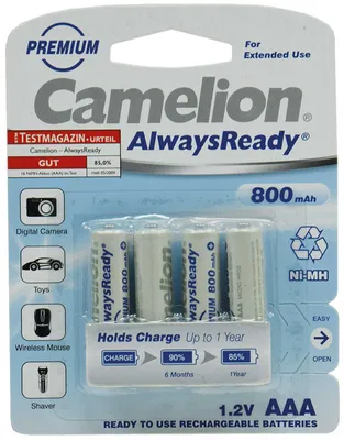 Produktbild von CAMELION NI-MH Always Ready HR03 / AAA / 800mAh / BP4