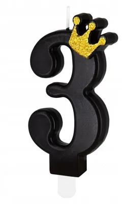 Imagen del producto de PartyPal, vela para pastel de cumpleaños, forma de corona, número 3, color y dorado