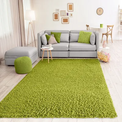 Produktbild von Teppich Prime Shaggy Hochflor Langflor Einfarbig Modern Grün für Wohnzimmer, Schlafzimmer, küche