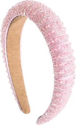 Produktbild von Breites barockes Haarband rosa mit Kristallen elegant Damen Stirnband