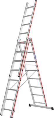Produktbild von Hymer Allzweckleiter, dreiteilig, 3x10 Sprossen, senkr. Höhe 4,86 m, Reichhöhe 5,64 / 7,92 m, Gewicht 19,4 kg