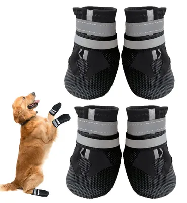Immagine prodotto di Stivaletti per cani - Set di 4 scarpe per cani antiscivolo impermeabili - Taglia M - Nero