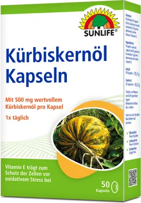 Produktbild von Sunlife Kürbiskernölkapseln mit Vitamin E 50 50 Stkück