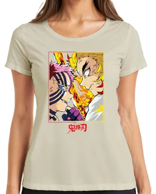 Produktbild von 鬼滅の刃 Rengoku Akaza Flammenkampf Anime Geschenk Fan Damen T-Shirt, Natur, L