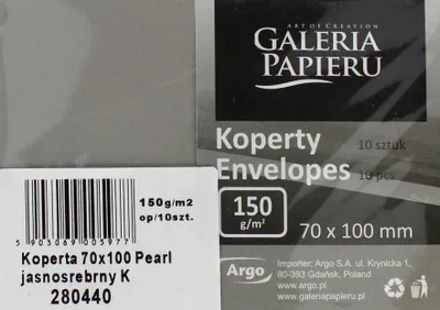 Zdjęcie produktu dla Koperta 70X100 Pearl Jasnosrebrny 150G (10) 5977