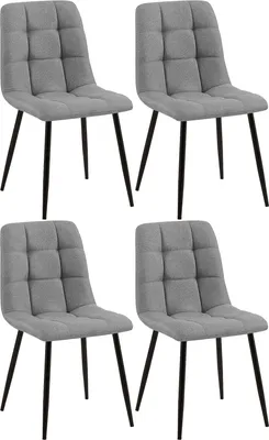Produktbild von CLP 4er Set Esszimmerstuhl Tilde gepolstert mit Rückenlehne bis 150 kg belastbar grau Material Stoff