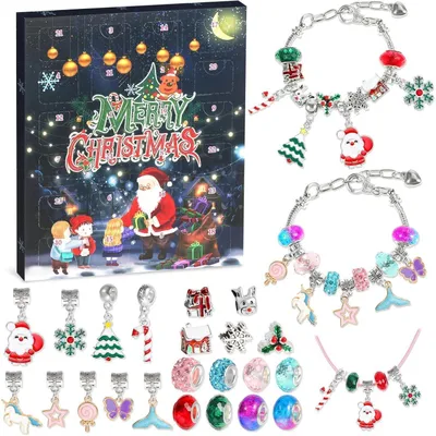 Produktbild von Adventskalender Schmuck Basteln für Mädchen 2026 mit Armbändern & Halsketten