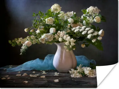 Produktbild von MuchoWow® Poster Blumen - Weiß - Stilleben 120x90 cm - Wandbild