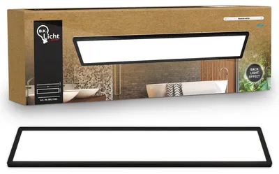 Image de Plafonnier LED salle de bain projections d'eau plat, noir 98x20cm rectangulaire 36W 4800lm 4000K blanc neutre, étanche panneau led plafond salle de bain, cuisine, salon, couloir, cave