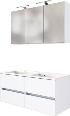 Produktbild von Waschtisch-Set Badezimmer Handwaschplatz Gästebad Waschplatz Badmöbel "Baabe IV" Weiß/Weiß-Matt