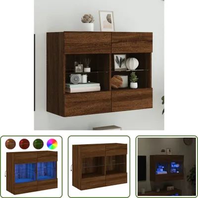 Produktbild von The Living Store TV-Wandschrank mit LED-Leuchten Braun Eichen-Optik